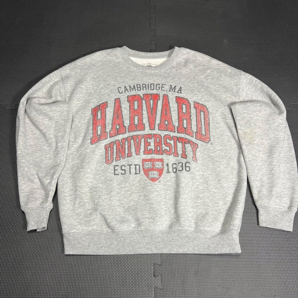 Harvard University Gray Crewneck Sweatshirt M 60% Cotton 40% Polyester